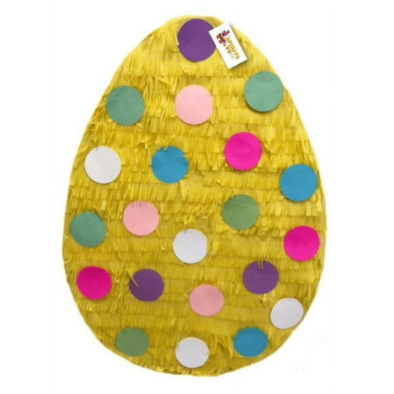 2-D Easter Egg Pinata Easter Gender Reveal Pinata Yellow Color with Polka Dots