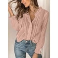 thumbnail image 2 of Blouses en Chiffon Col en V pour Femmes Manches Ballon Décontractées, 2 of 4