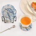 thumbnail image 5 of Haosy Set of 6 Drink Woven Coaster with Holder Heat Resistant Non-Slip Bar Coasters 4 Inches Watercolor Turtle Jellyfish, 5 of 7
