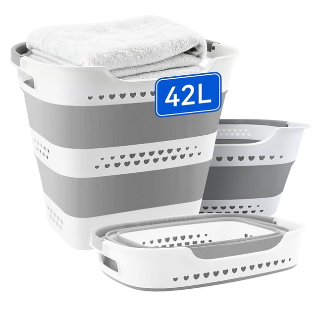 Cesta de ropa ZAUNFOOY plegable de plástico 42 L (gris)