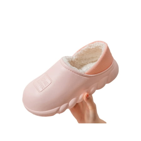 

UKAP Men Comfort Moccasin Slippers Daily Anti-Slip Home Shoes Outdoor Plush Lining Winter Slipper Dark Pink 6