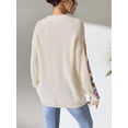 thumbnail image 3 of Womens Classic Boho Floral Crochet Long Sleeve Sweaters Casual Pullover Knitwear for Fall Winter 2025 Light  M, 3 of 6