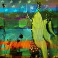 thumbnail image 2 of Jasper, Sisa 26x26 Black Ornate Wood Framed with Double Matting Museum Art Print Titled - Cactus and Flag Collage, 2 of 4