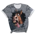 thumbnail image 5 of Women's 3D Graphic T-Shirts Funny Horse Breaking Wall Print Tops Short Sleeve Crewneck Casual Tees Summer Novelty Animal Shirts Comfortable Everyday Wear Blouses, 5 of 5