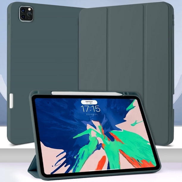 Funda protectora para iPad con ranura para lápiz derecha, funda protectora plana de cuero, funda blanda de 10,2 pulgadas