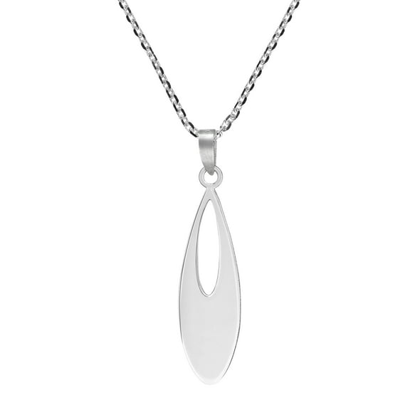Refined .925 Sterling Silver Long Teardrop with Cut-Out Pendant Necklace