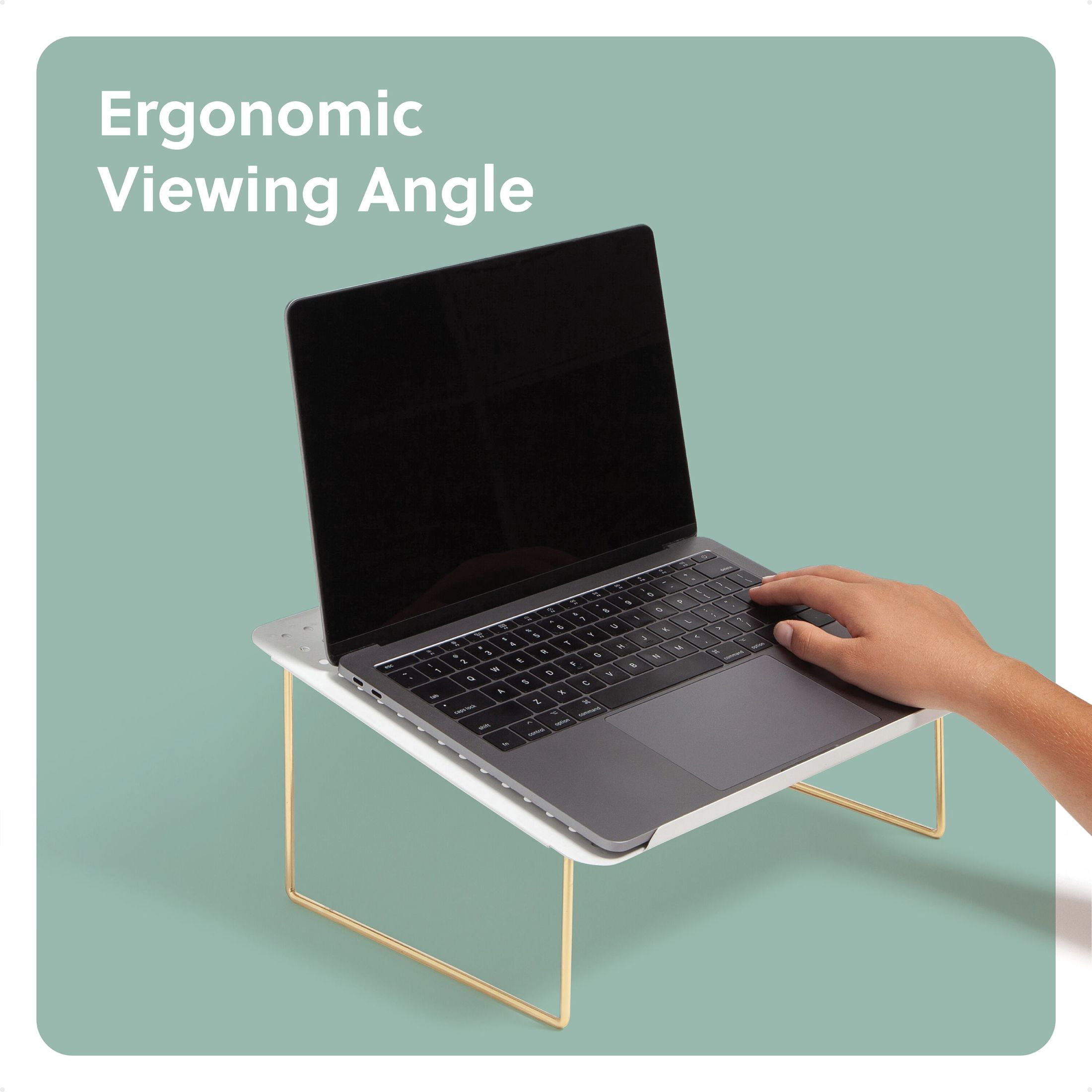 U Brands Perforated Metal Top Laptop Stand, 13 x 11 x 6“, Gold Metal