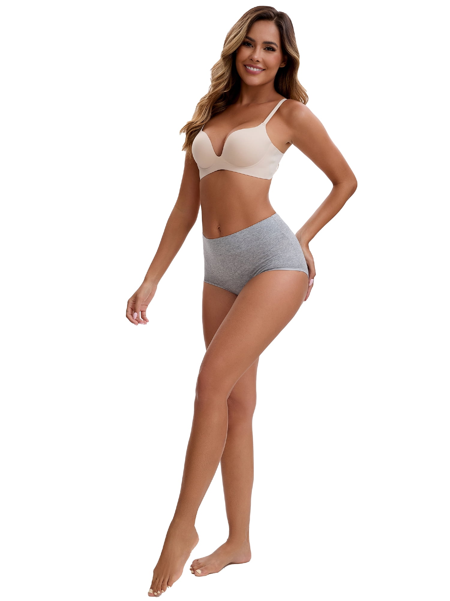 Unique Bargains Women's High Waist Cotton Briefs with Leak Proof Feature M Gray