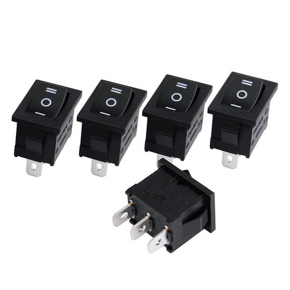 Uxcell 125V/12A 250V/10A SPDT 3P 3 Position Rocker Switch Black UL Listed 5Pcs