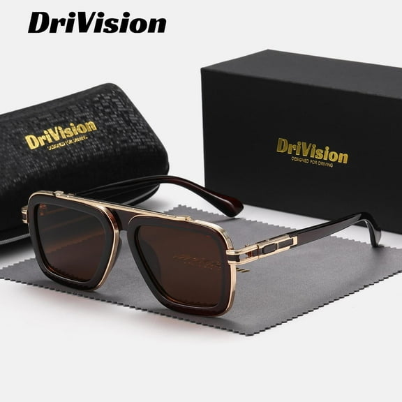 Drivision Unisex Retro Sunglasses Polarized Lenses for a Vintage-Chic Look Square Frame Sunglasses UV400