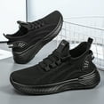 thumbnail image 6 of Womens Sneakers Breathable Knitted Slip on Soft Sole Tennis Shoes Comfortable Lace up Antislip Solid Color Sneakers Black Size 6.5, 6 of 6