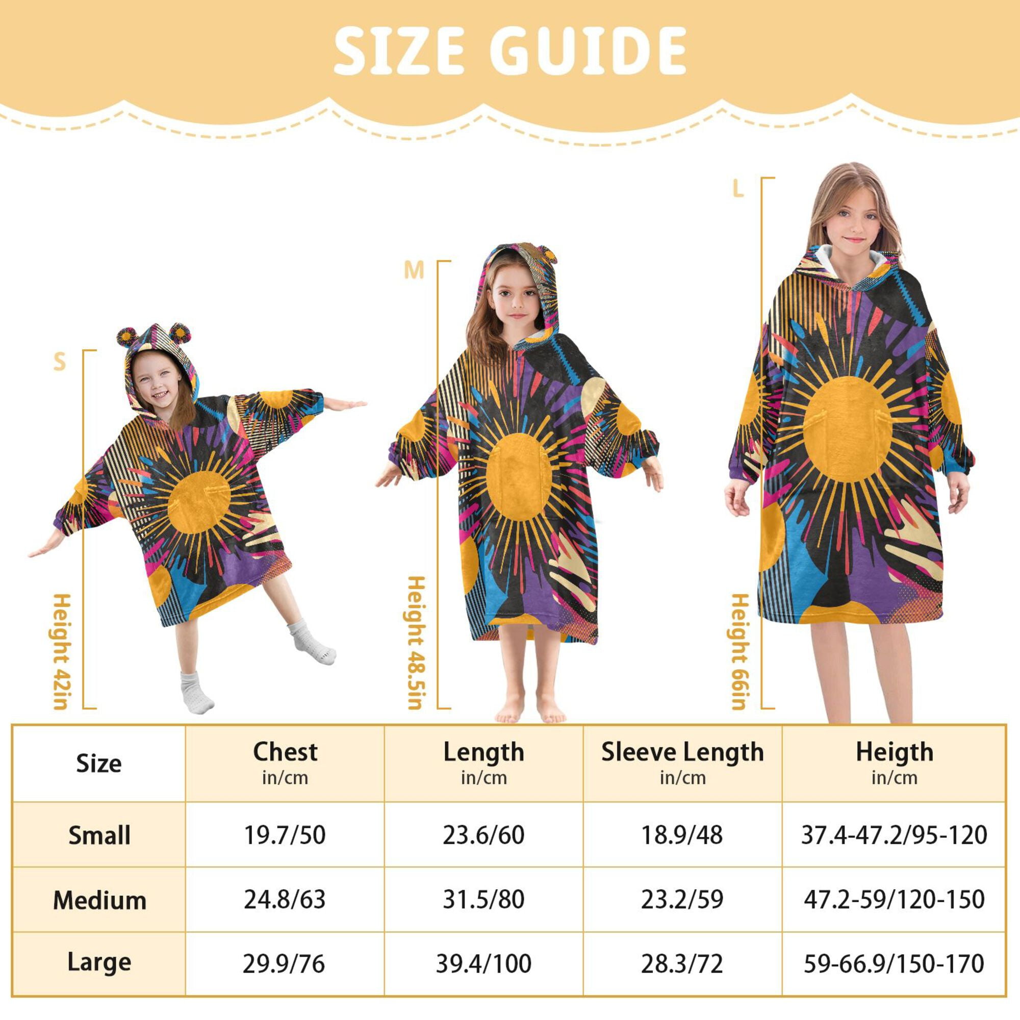 FORMRS Wearable Blanket Hoodie with Sleeves for Kids Cozy Flannel Sweatshirt, Futuristic Circles