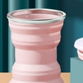 thumbnail image 3 of Taza plegable de silicona ingeniosa portátil que ahorra espacio mini taza plegable con tapa para viajes al aire libre 320ML Sakura Pink, 3 of 3