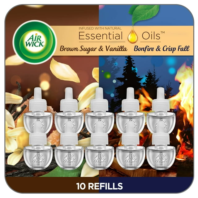 Recambio de aceite perfumado Air Wick Plug In, 10 unidades, para hoguera y vainilla