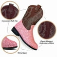 thumbnail image 2 of Kids Western Boots for Girls Boys Embroidered Square Toe Cowboy Boot Mid Calf Glitter Cowgirl Boot Side Zipper Shoes, 2 of 4