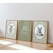 Vintage Woodland Nursery Wall Art Prints, Boys Nursery Decor, Forest Animals, Sage Green, Kids Room, Baby Boy Shower Gift 446C, Poster Only