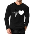 thumbnail image 6 of UVEASISHA Valentines Day Waffle Knit Shirts for Men Long Sleeve Heart Graphic Tees Big and Tall Casual Regular Fit T-Shirts Holiday Gifts Black S, 6 of 9