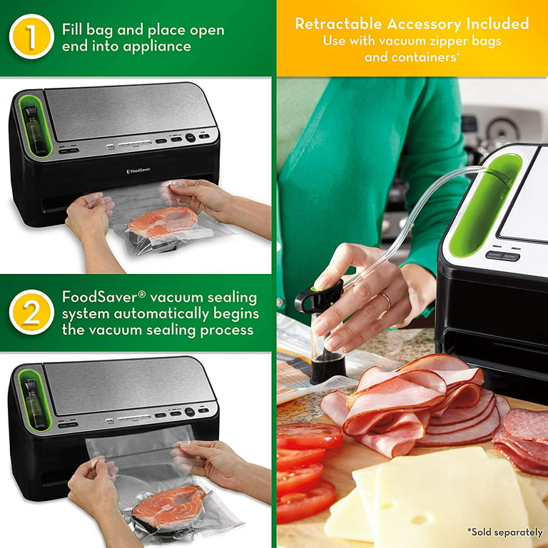 FoodSaver Vacuum Sealer Machine with Automatic Bag Detection, Sealer Bags  and Roll, and Handheld Vacuum Sealer for Airtight Food Storage and Sous  Vide, Silver Black
