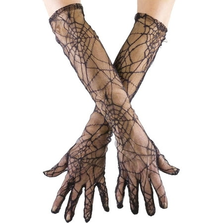 Morris Costumes Womens Spider Web Adult Gloves Halloween Accessory