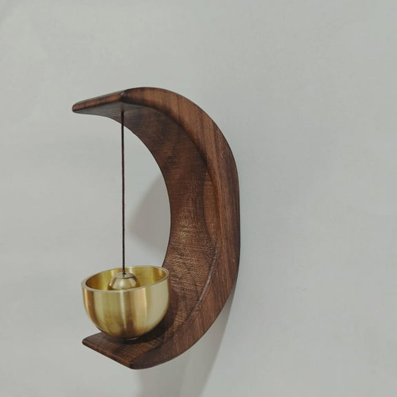 Moon Shape Magnetic Hanging Door Bell, Loud Sound Wooden Zen Grip Doorbell Chime, Hanging Wood Shop Keeper Bells for Business Door Opening, Entrance Decoration (Moon Shape)
