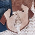 thumbnail image 5 of Dellytop Womens Pointed Toe Cutout Stacked Slip On Chunky Block High Heel Booties, 5 of 6