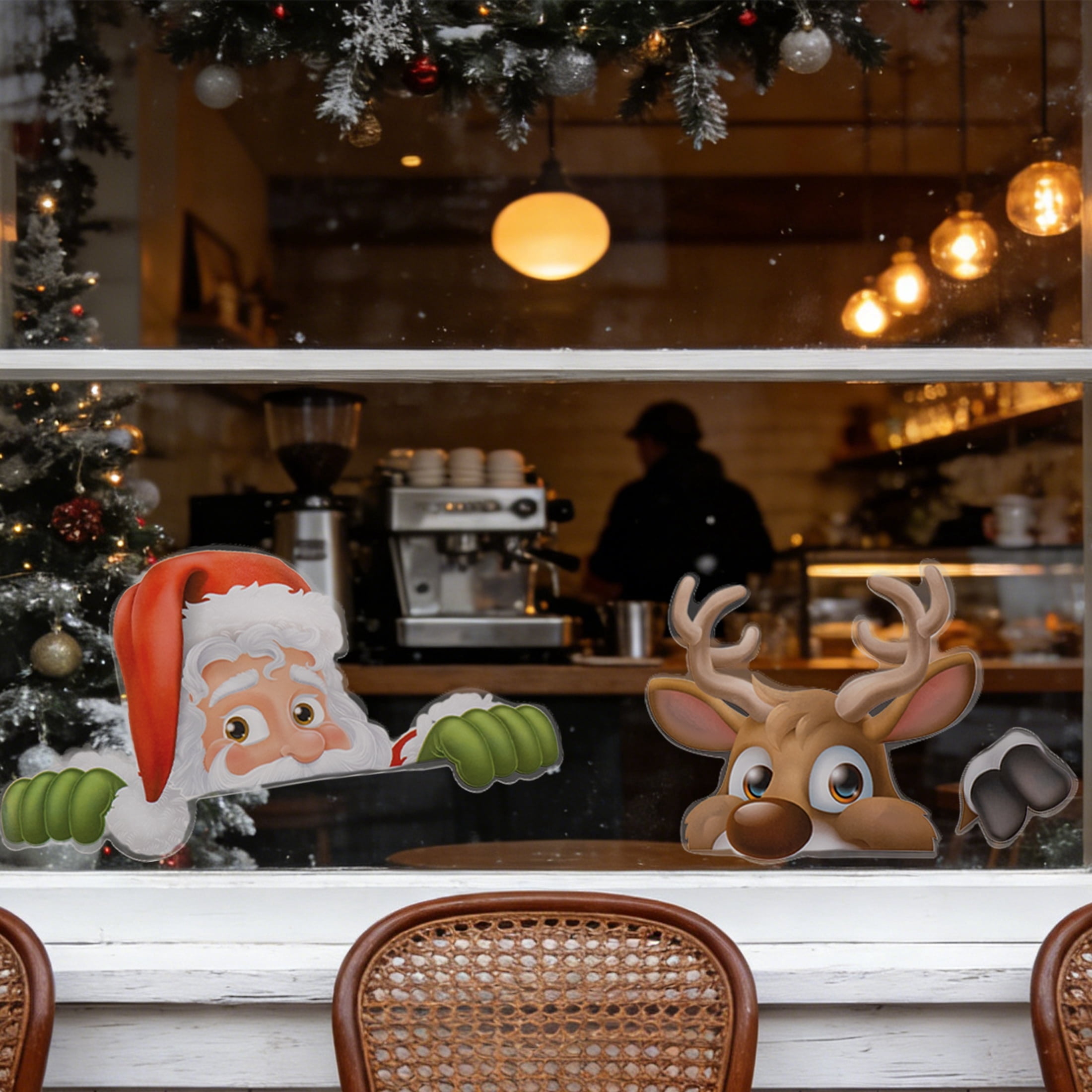Santa and Reindeer Silhouette Christmas Window Clings, 27.5" x 15", by Holiday Time
