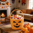 thumbnail image 4 of Teenyyou Halloween Basket, Bucket Pumpkin, Orange, 1 Pack | Cotton Rope Woven with Cute Face, Trick or Treat Candy Storage, Sturdy Handle, Halloween Party Favor and Decoration, 4 of 8