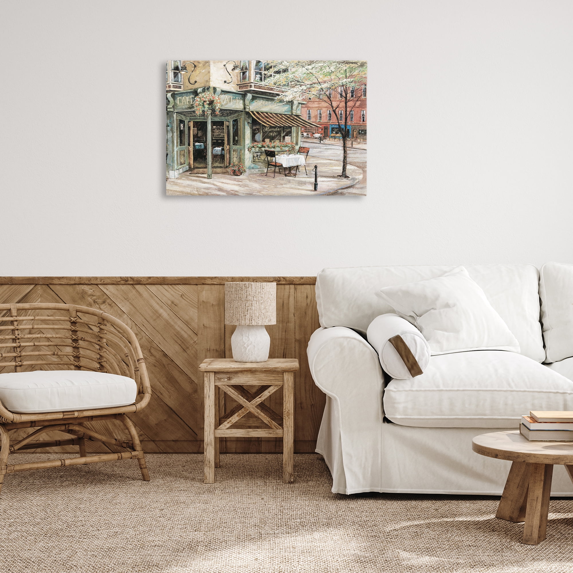 Stupell Industries City Corner Café Scenic & Cityscapes Painting Wrapped Canvas Art Print Wall Art, 30 x 20