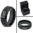 thumbnail image 4 of Tungsten Dad Typography Writing Band Ring 8mm Men Women Comfort Fit Black Beveled Edge Brushed Polished, 4 of 4