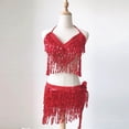 thumbnail image 3 of Conjunto de traje de danza del vientre con lentejuelas para mujer - Chaleco + falda, poliéster/lentejuelas, talla única - Con borlas/ropa de fiesta, 3 of 3