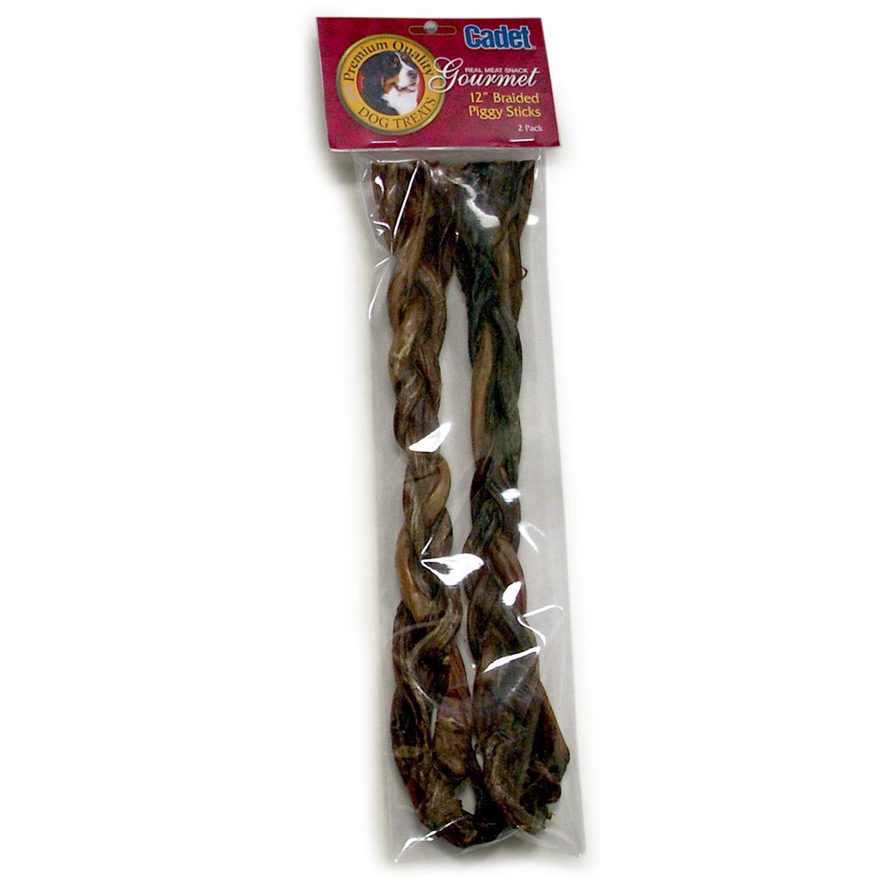 IMS Cadet Gourmet Piggy Sticks 12 inch Braided Natural Dog Treats, 2 Ct
