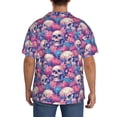 thumbnail image 3 of Sikiie white Skull blue flower Men's Wrinkle Free Untucked Cuban Shirt Business Casual Button Down Shirts Short Sleeve ShirtMedium, 3 of 5