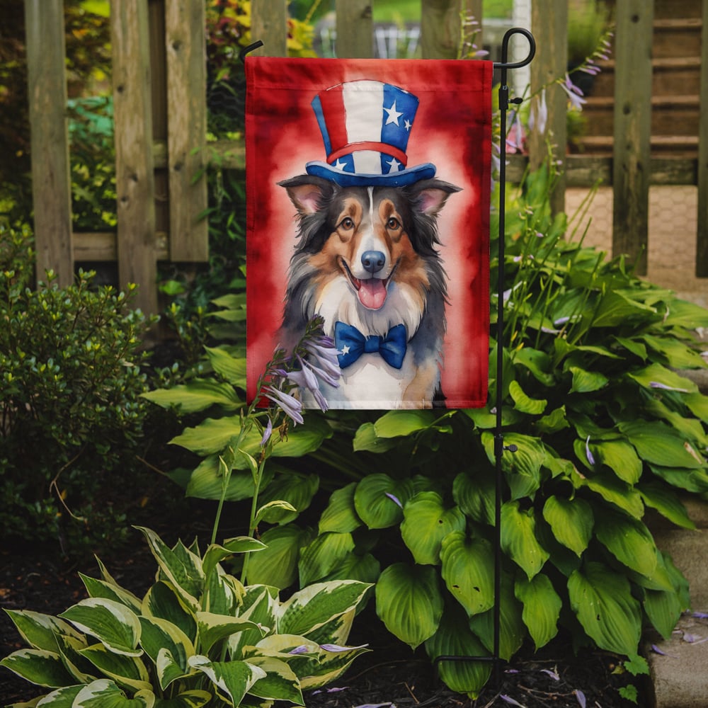 Collie Patriotic Garden Flag 11.25 in x 15.5 in