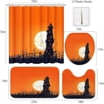 thumbnail image 3 of 4Pc Halloween Ghost Cute Shower Curtain Sets Colorful Funny Dot Non-Slip Bath Rug, Toilet Lid Cover, Bath Mat, Teal Gray Bathroom Decor Curtain with 12 Hooks Waterproof Fabric, 3 of 7