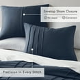 thumbnail image 6 of Regency Heights Cal King Comforter Set, Boho 3-Piece Pintuck Stitching Bedding Set, Soft Washed Pleated Bed Sets with Pillow Sham Navy, 6 of 10