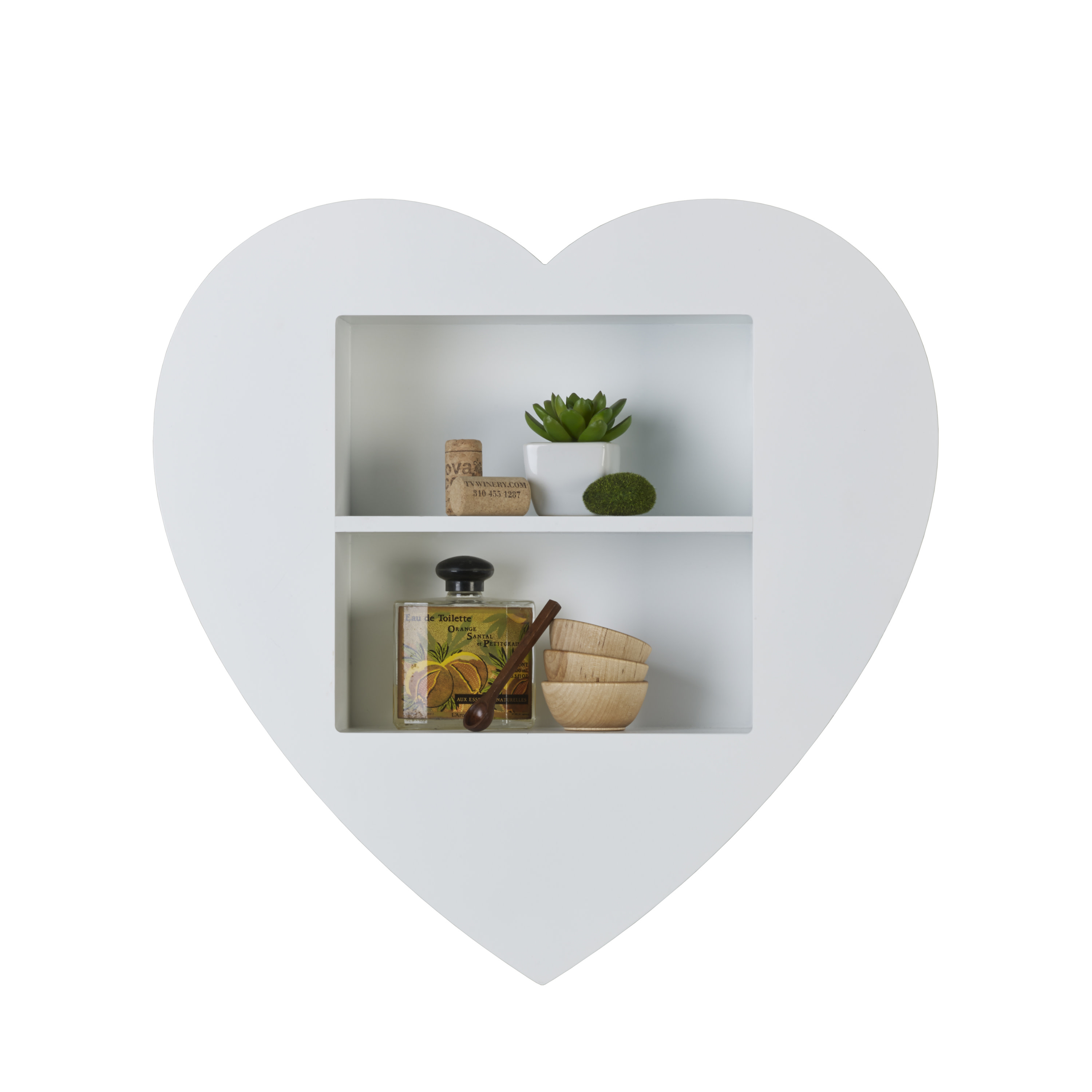 Melannco 18-inch Bright White Decorative Heart Wall Shelf, 1 Each
