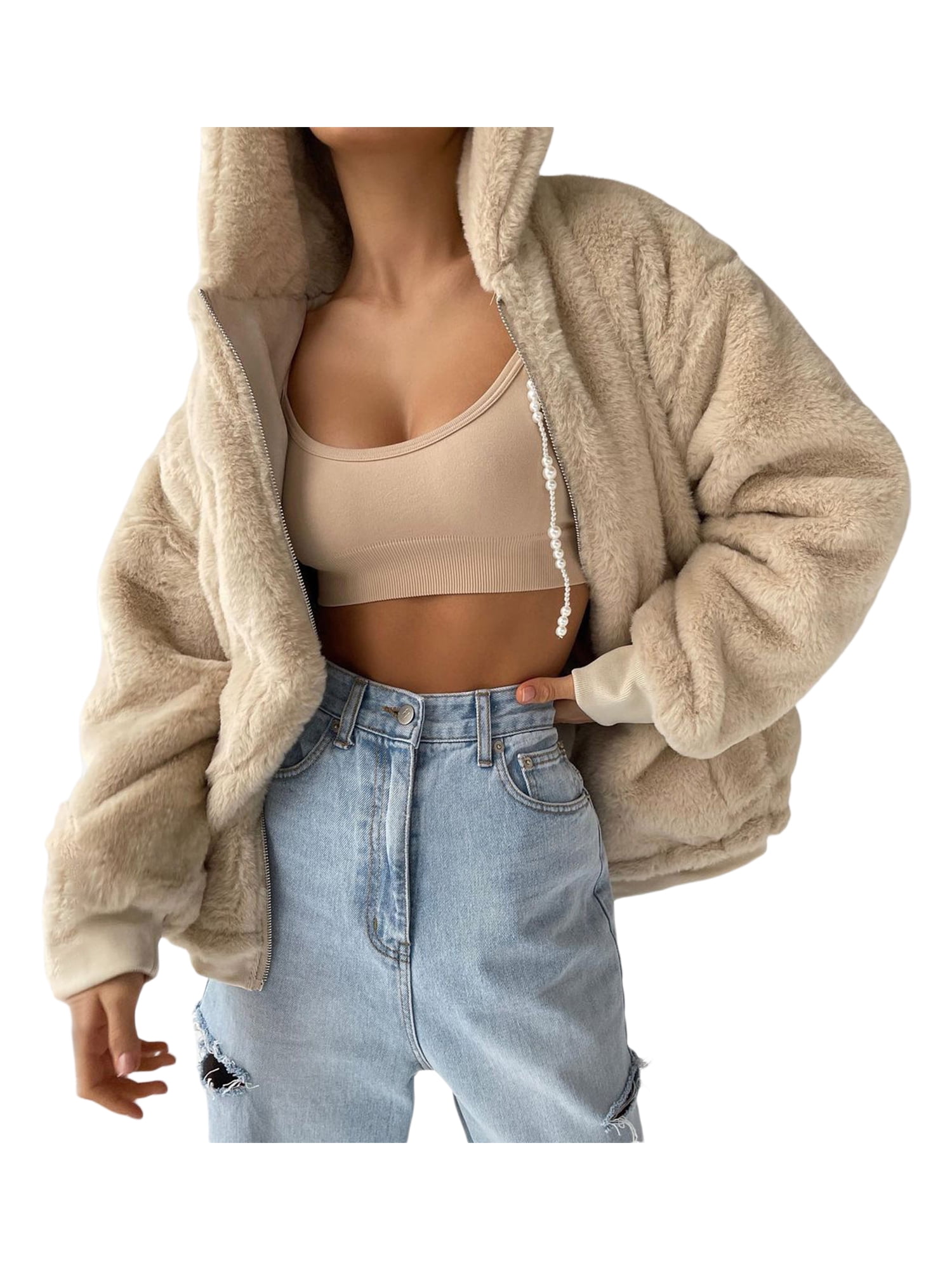 zip up fluffy fleece