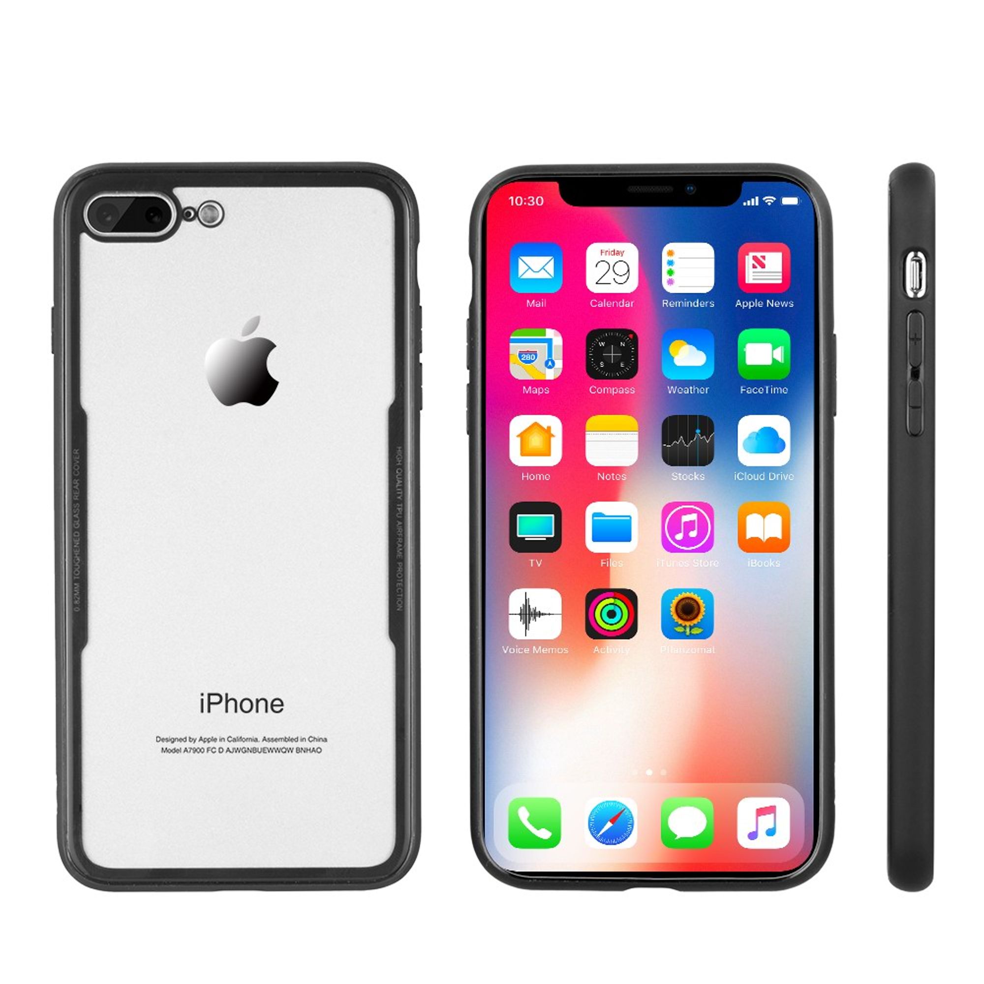 For iPhone 8 plus case by Insten Clear Tempered Glass Back Cover and