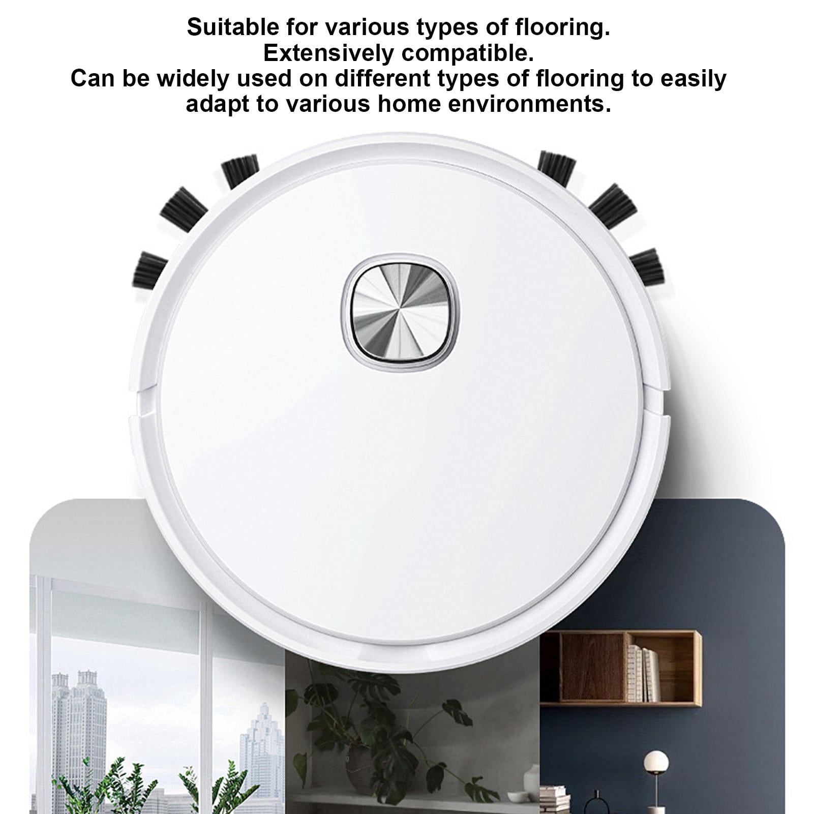 Yajisi 3-in-1 Robot Vacuum Cleaner, Smart Robotic Vacuum for Pet Hair & Floor Cleaning, White, 13.78" x 11.02" x 3.54"