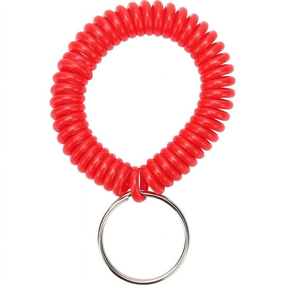Sparco Split Ring Wrist Coil Key Holders - 2.1" x 2.1" x 2.4" - 6 / Pack - Red | Bundle of 5 Packs