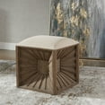 thumbnail image 6 of Uttermost Jia Coastal Wood and Fabric Ottoman in White/Woodtone, 6 of 6