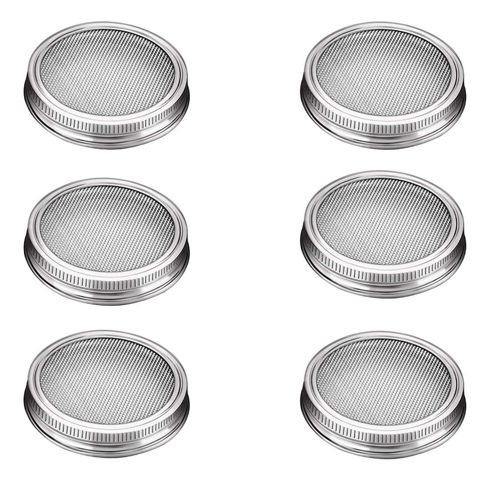 GA Homefavor Stainless Steel Sprouting Jar Lids, Mesh Strainer Seed