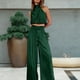 thumbnail image 4 of Traje De Verano De 2 Piezas Señoras Cami Top Pantalones Ombligo Expuesto Sin Mangas Traje de Vacaciones (Verde L) Ygjytge para Mujer Verde Única, 4 of 6