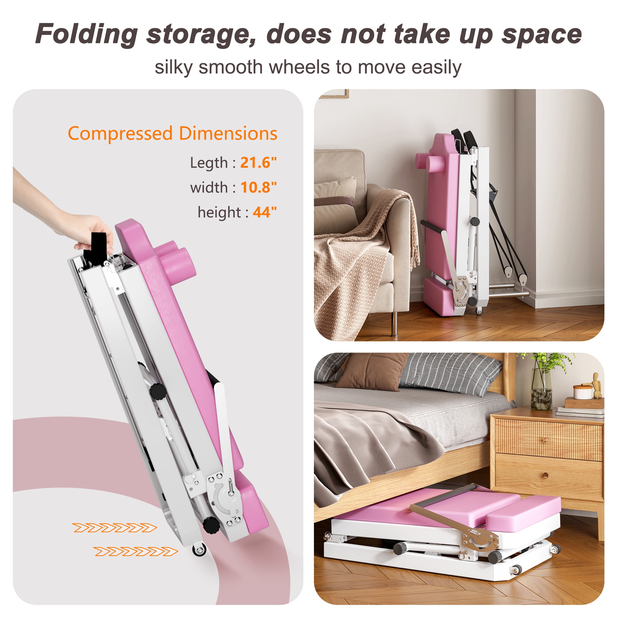 Exercise Equipment Pilates core bed, foldable home high quality, yoga studio with the same commercial fitness equipment, pink,Workout Equipment
