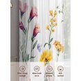 thumbnail image 3 of Botanical Floral Sheer Curtains for Living Room Bedroom Farmhouse Watercolor Floral Sheer Curtains 63 Inch Long 2 Panels Set Light Filtering Curtain Window Treatments Drapes for Dining Room, 3 of 6
