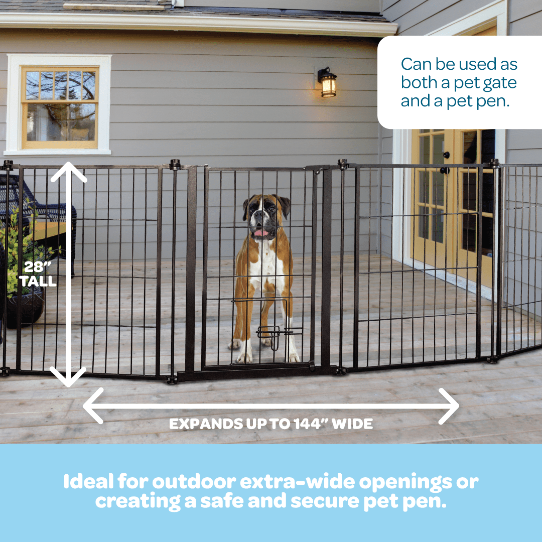 Carlson Pet Products Weatherproof Outdoor Super Pet Gate Black 28" x 144"