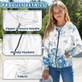 thumbnail image 7 of POLERO Girls & Boys Blue Peony Flower Print Zipper Hoodies with Pockets Soft Zip Up Sweatshirts Girls Hooded Long Sleeve Tops 6-7 Years, 7 of 7