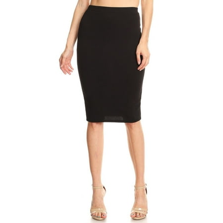 Moa Collection - Women's Knee Length Solid Pencil Skirt - Walmart.com