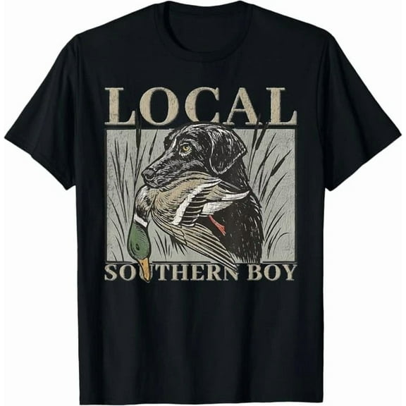 Local Southern Boy Duck Hunting Black Lab Outdoor Vintage Graphic Unisex T-Shirt, up to Size 5XL