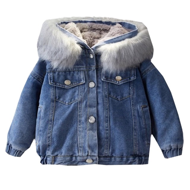 Kids Girls Jacket Button Denim Jacket Toddler Casual Jacket Grey Jacket Girls 6-7 Years Fall Jacket